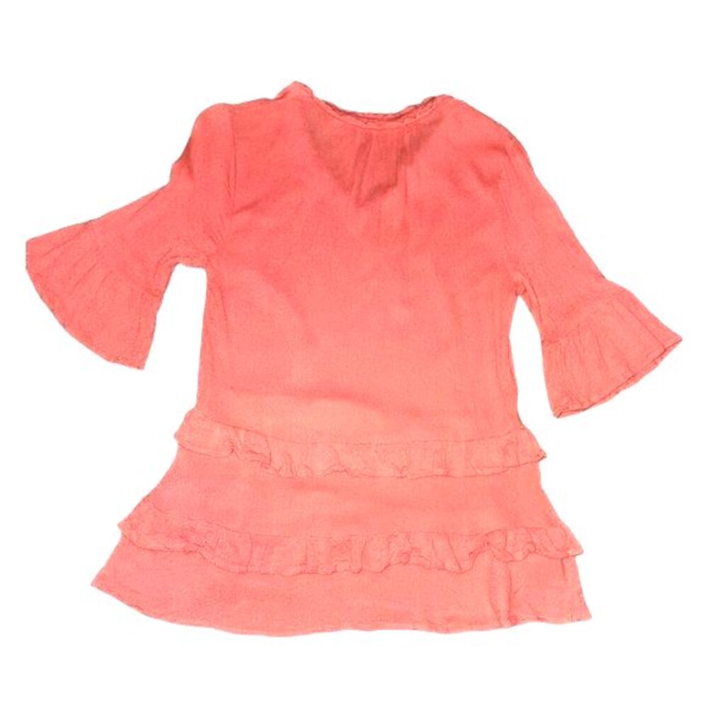 Doe & Rae Orange Ruffled Tie Neck Tunic Size M‎ - Picture 5 of 8